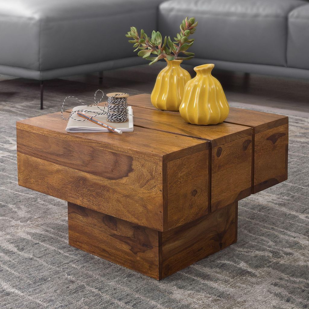 FineBuy Table d'appoint en bois massif de sheesham Table de Image du produit 