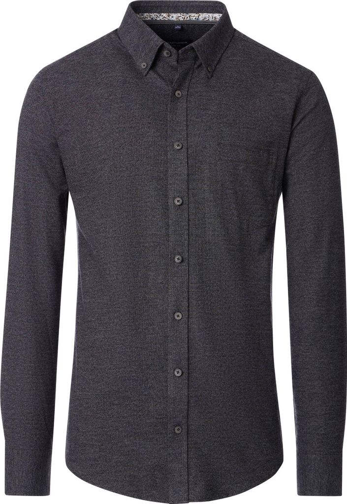 CASAMODA Herren Freizeithemd Langarm Button-Down Casual Schwarz 3XL