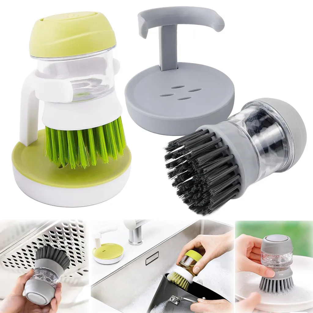 Brosse vaisselle avec distributeur de savon 2024 kit de nettoyage 2P