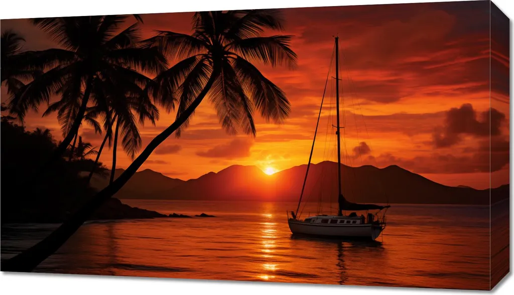 Quadro Tramonto Tropicale 70x40 cm: Trend Arredamento 2024