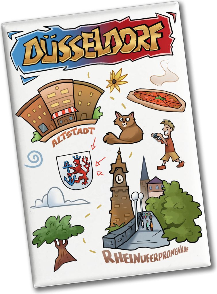 Düsseldorf Pop Art Comic Souvenir Souvenir Magnet - Rheinuferpromenade