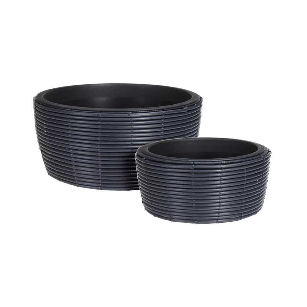 Set de 2 Pots de Fleurs en Rotin Anthracite PROGARDEN KO-VN8000100