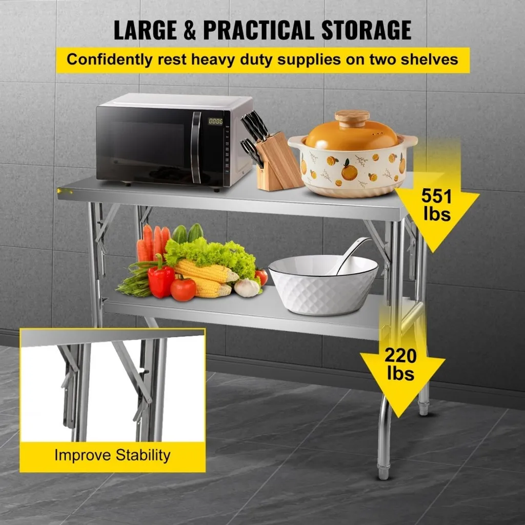 Table de travail inox pliable FlexiPrep - Capacité 772 lbs 48x30p