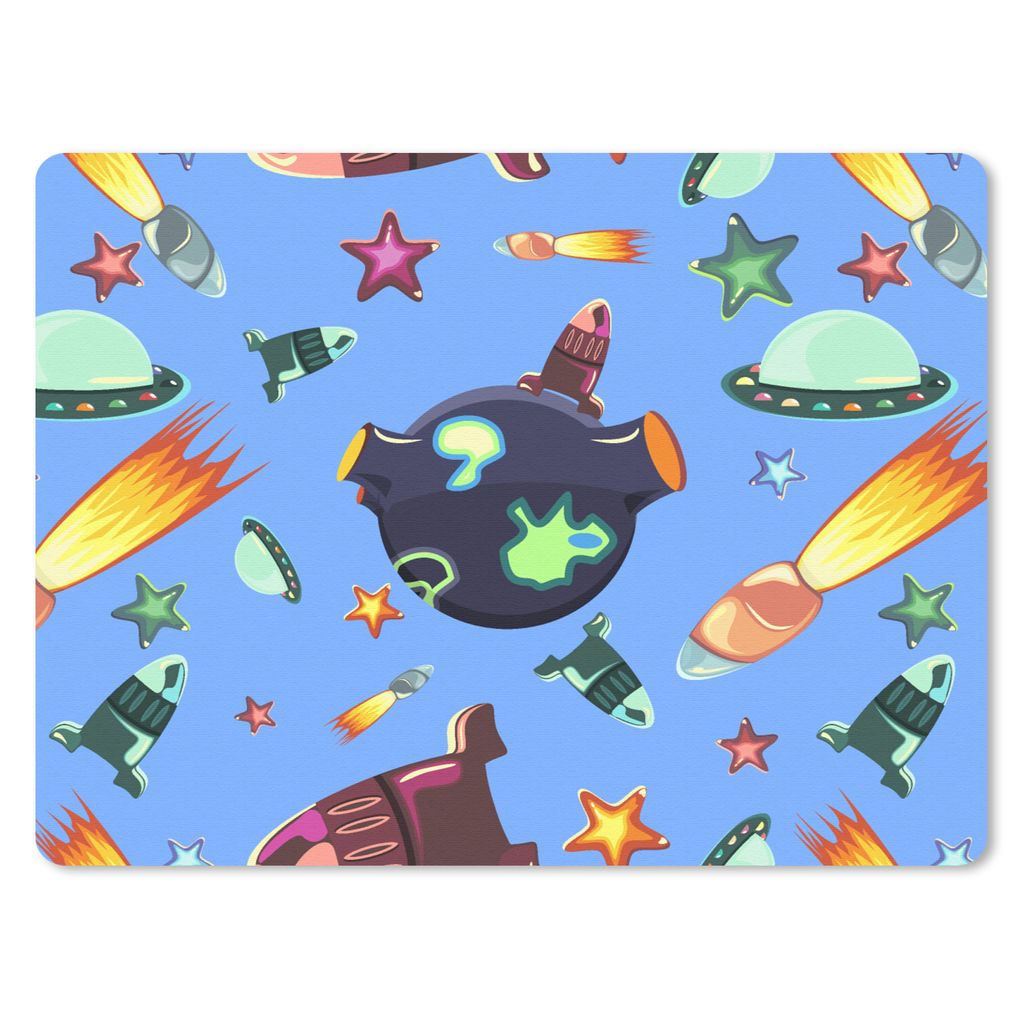 MuchoWow Mauspad Mousepad Weltraum - Regenbogen - Ufo - Rakete - Design 23x19 cm - Mousepads - Maus Mat - Pad - Mausunterlage - Schreibtischunter...