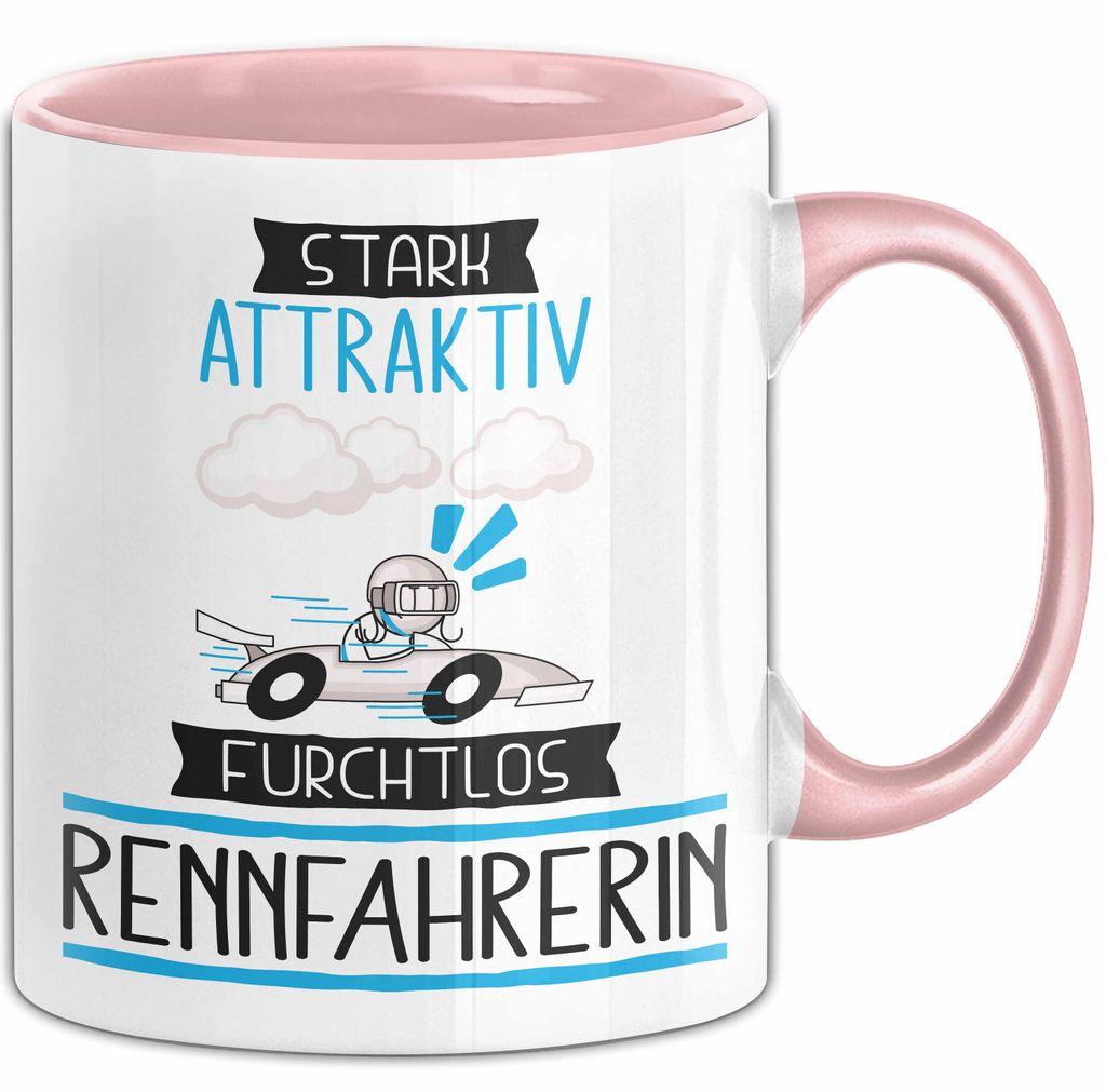 Rennfahrerin Tasse Geschenk Becher Stark Attraktiv Furchtlos Rennfahrerin Lustige Geschenkidee (Rosa)