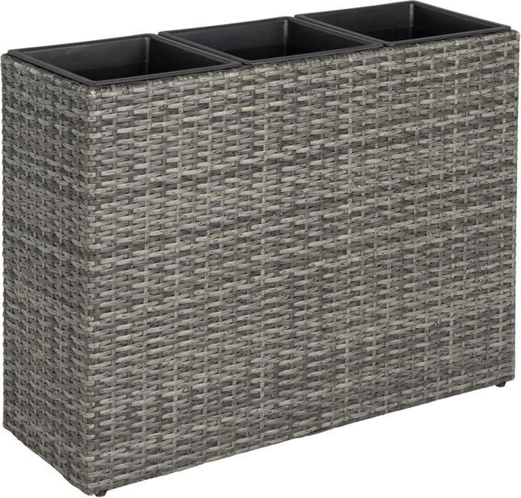 Hochbeet Polyrattan Blumenkübel Pflanzkübel Rattan Blumentopf Set Anthrazit-Grau