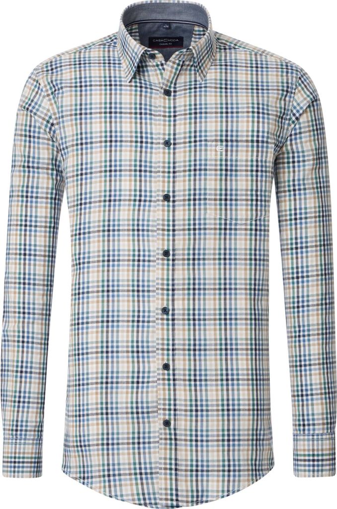 CASAMODA Freizeithemd Langarm Kent Casual Dobby Blau kariert 4XL