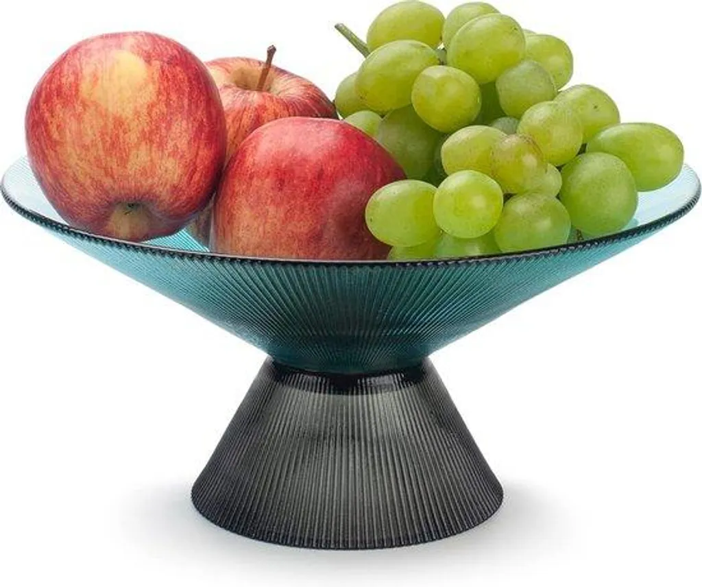 Corbeille à fruits en verre turquoise pour table de salon élégante