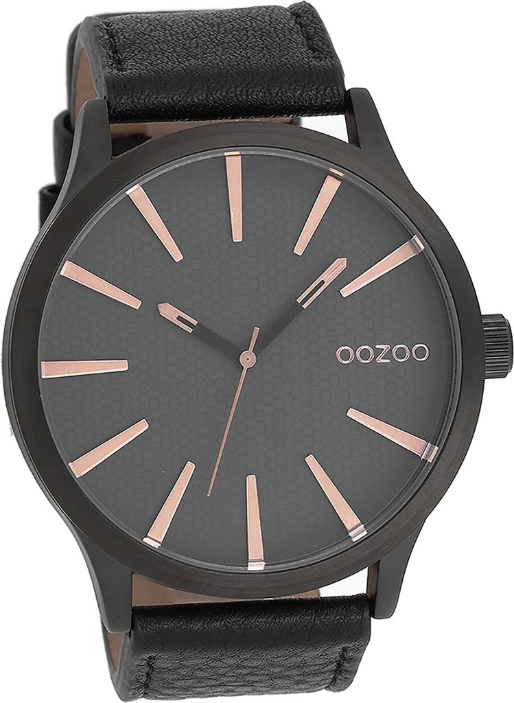 Oozoo Leder Herren Uhr Analog Quarzuhr Armband schwarz Timepieces D2UOC9043A