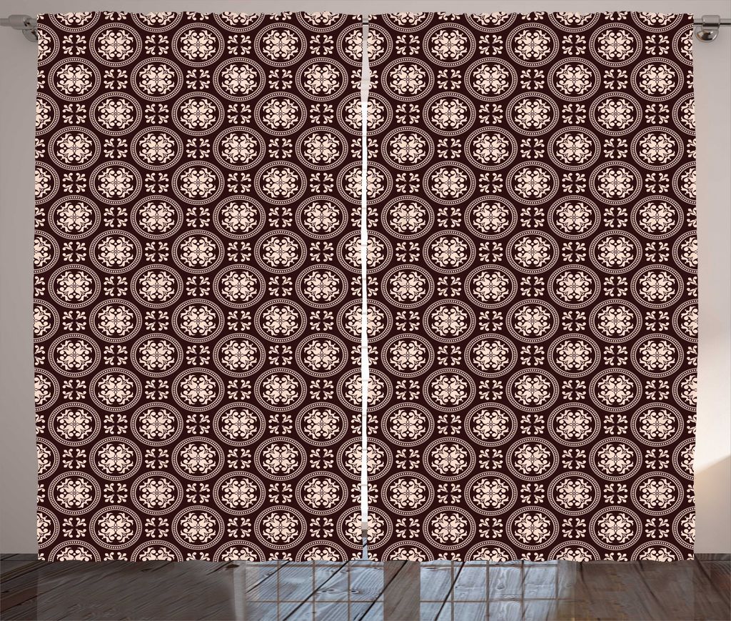 ABAKUHAUS Abstrakt Rustikaler Gardine, Blühend Antike Motive, Wohnzimmer Universalband Gardinen mit Schlaufen und Haken, 280 x 225 cm, Dunkle Maro...