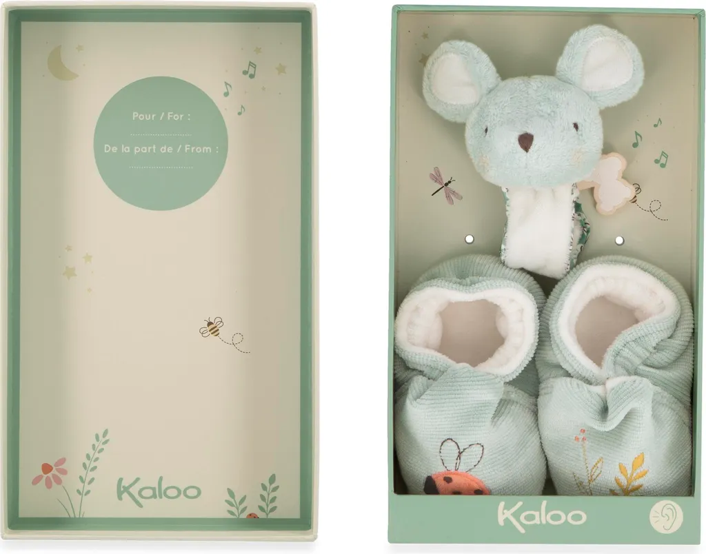 Set regalo Kaloo baby mouse - braccialetto e scarpine per bambini con suono