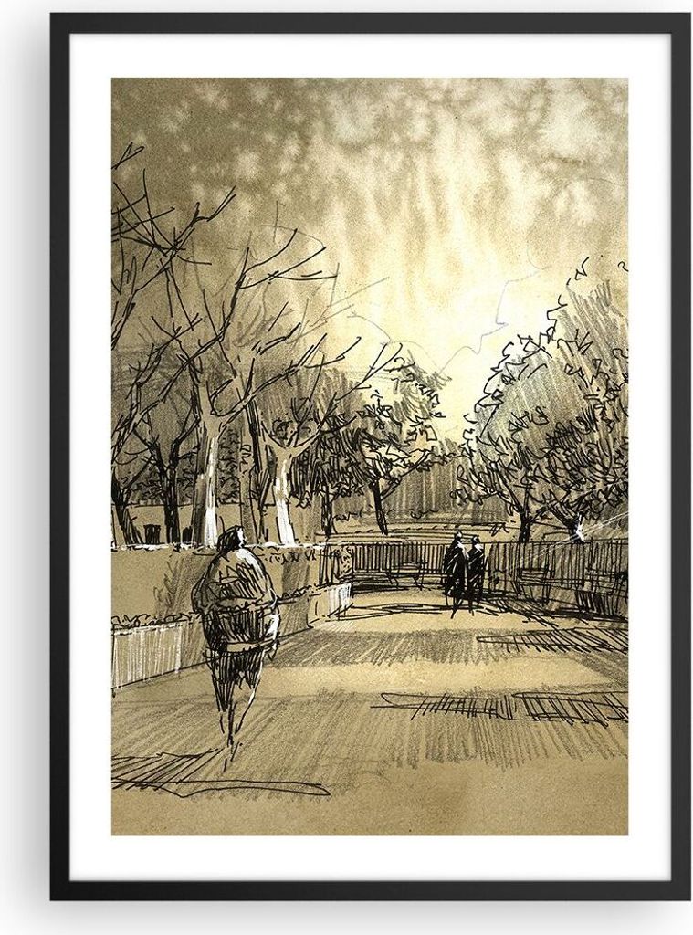 Gerahmtes Poster - Schwarzer Rahmen - Park Spaziergang Baum Produktbild 