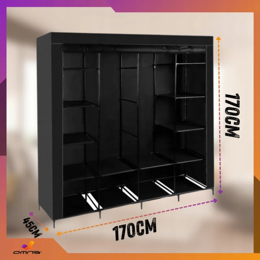 Dressing Textile XXL Gain de Place - Idéal Chambre et Studio - Noir