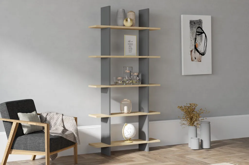 Étagère de Rangement Lina Saphir 160 cm de Haut pour Salon et Bureau