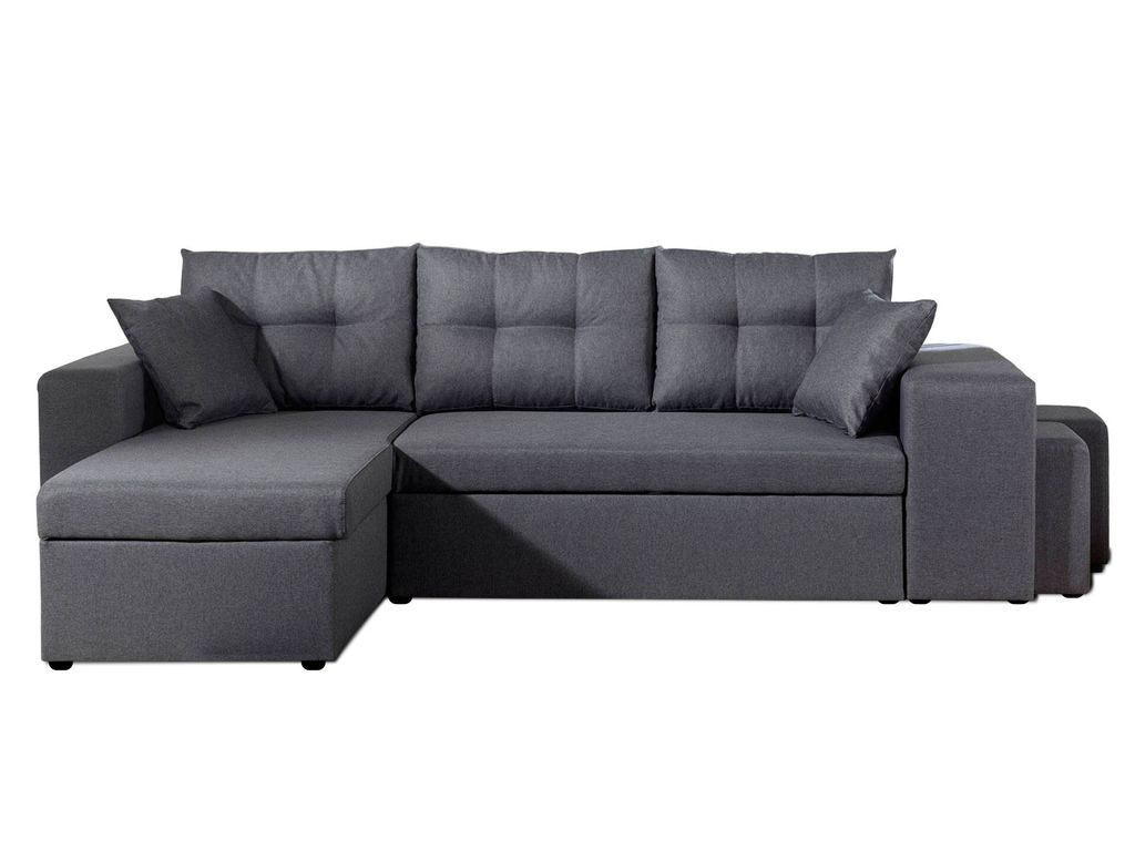 Best Möbel California - Ecksofa beidseitig montierbar mit Schlaffunktion und Bettkasten - Grau , Grau