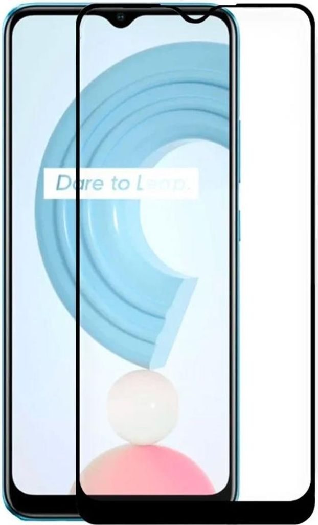 Echtglas-Temperaturschutzfolie für Realme C21/C11 2021 Vollbild Schwarz