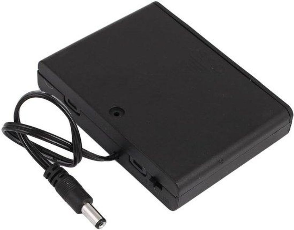 Batteriehalter mit Schalter und DC-Stecker für 9V Batterien Schwarz