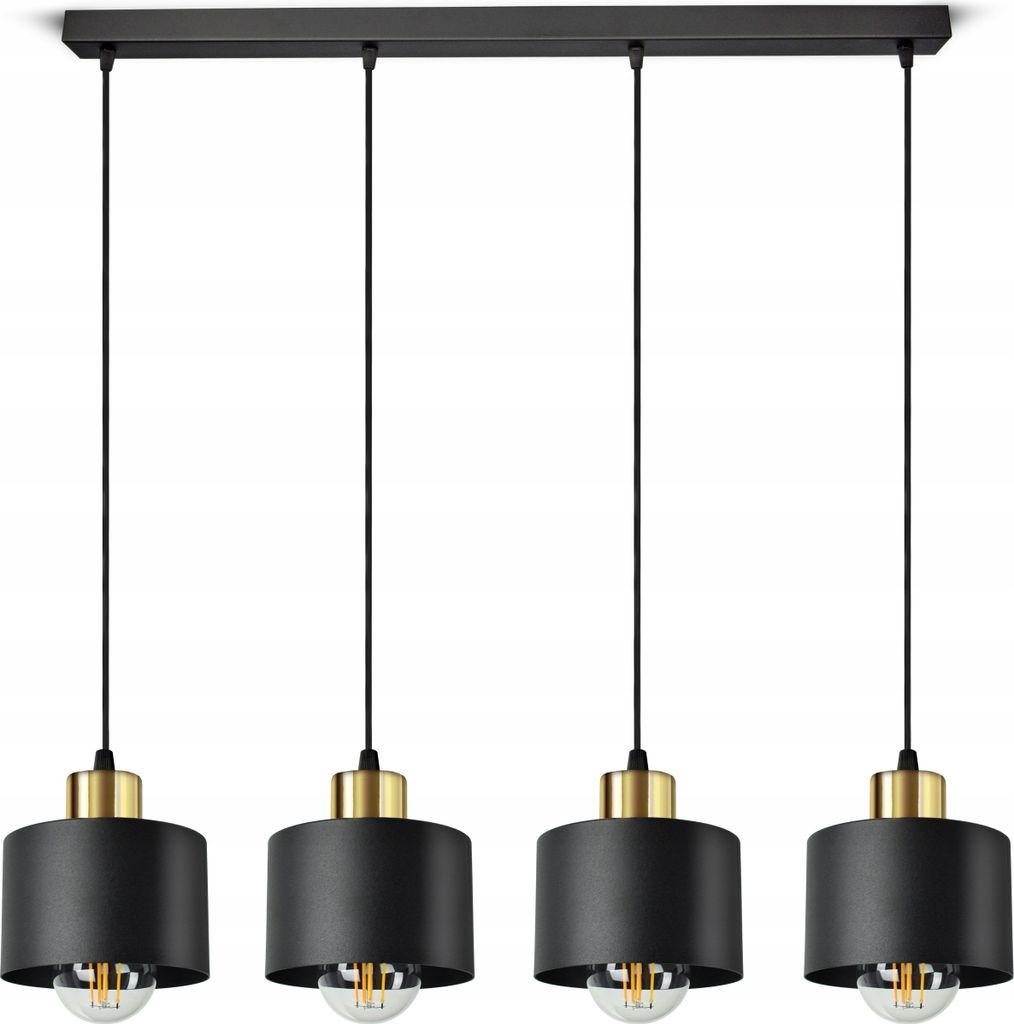 LUXOLAR - Led Pendelleuchte - 4 flammig Deckenleuchte Schwarz E27 60W - Hängelampe wohnzimmer für Wohnzimmer, Küchen