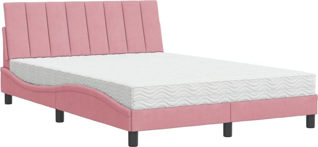 vidaXL Bett mit Matratze "Hanko" Rosa 120x200 cm Samt
