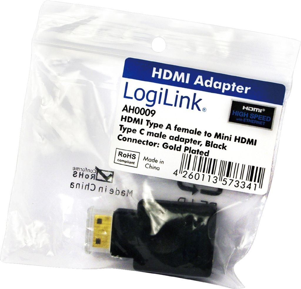 LogiLink Mini Adapter HDMI Kupplung HDMI Stecker 19 Pol
