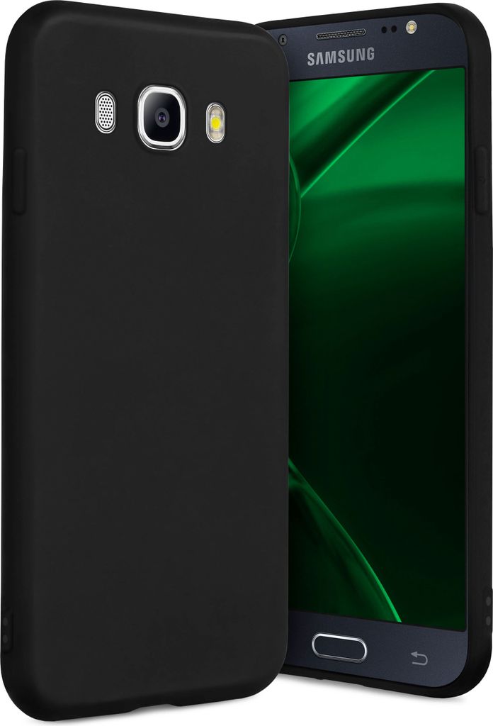 ONEFLOW Slim Case kompatibel mit Samsung Galaxy J7 (2016) - Hülle ultra dünn aus Silikon, Schwarz