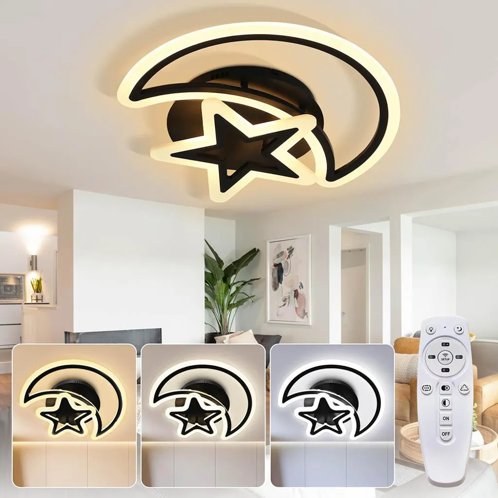 Plafonnier LED Noir Anti-Éblouissement Dimmable - Solution Déco Moderne