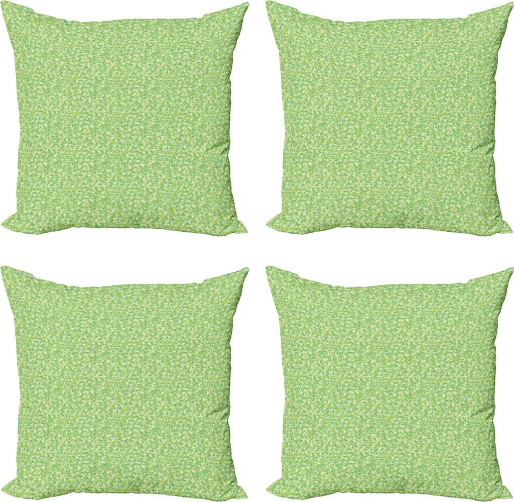 ABAKUHAUS Lime Green Kissenbezug Set (4 Stück), Triangles Pyramiden, Moderner Doppelseitiger Digitaldruck, 45 cm x 45 cm, Bleich und Farn-Grün