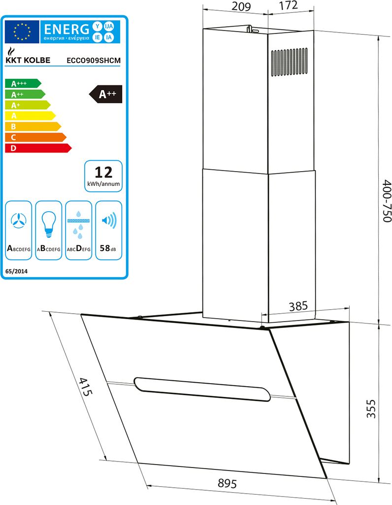 Dunstabzugshaube 90cm ECCO909SHCM RGBW Ambientebeleuchtung Produktbild 11