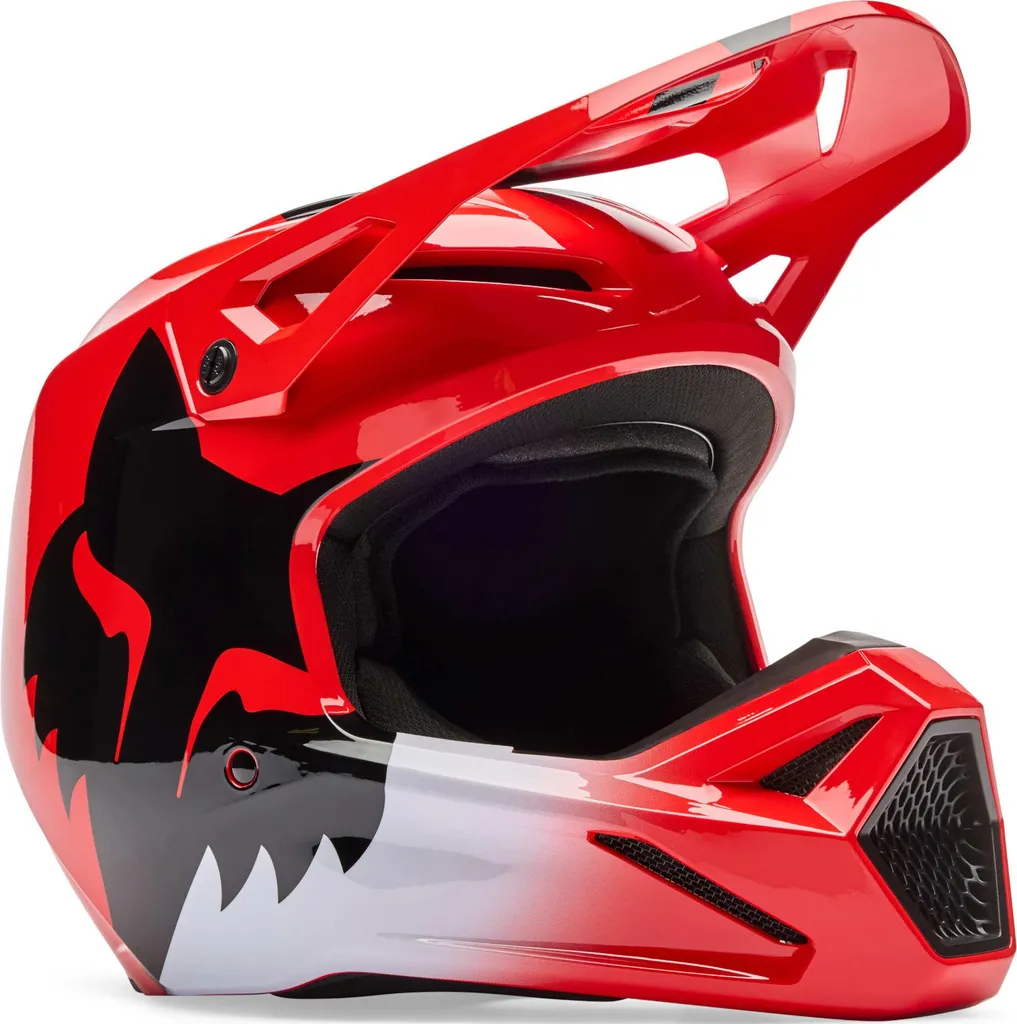 Casque Motocross Fox V1 Shield Enfant Y/M Rouge pour la Compétition