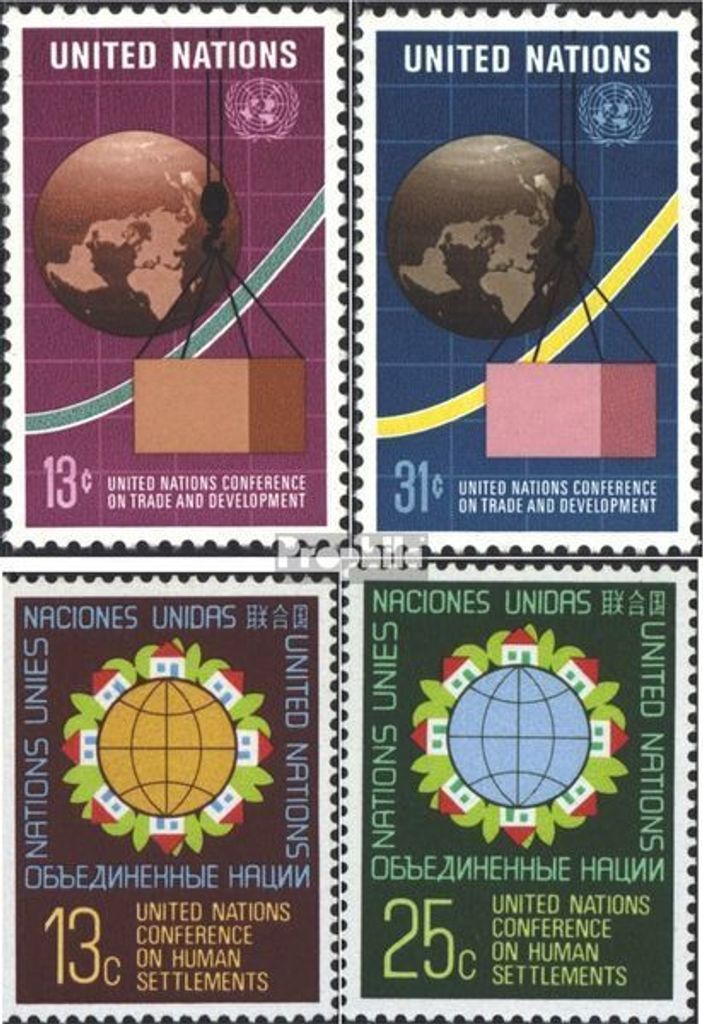 Briefmarken UNO - New York 1976 Mi 295-296,297-298 (kompl.Ausg.) gestempelt Freimarken