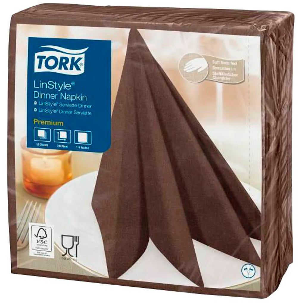 Tork 478727 Serviettes de Table Brunes 33x33 cm Lot de 50 en Papier
