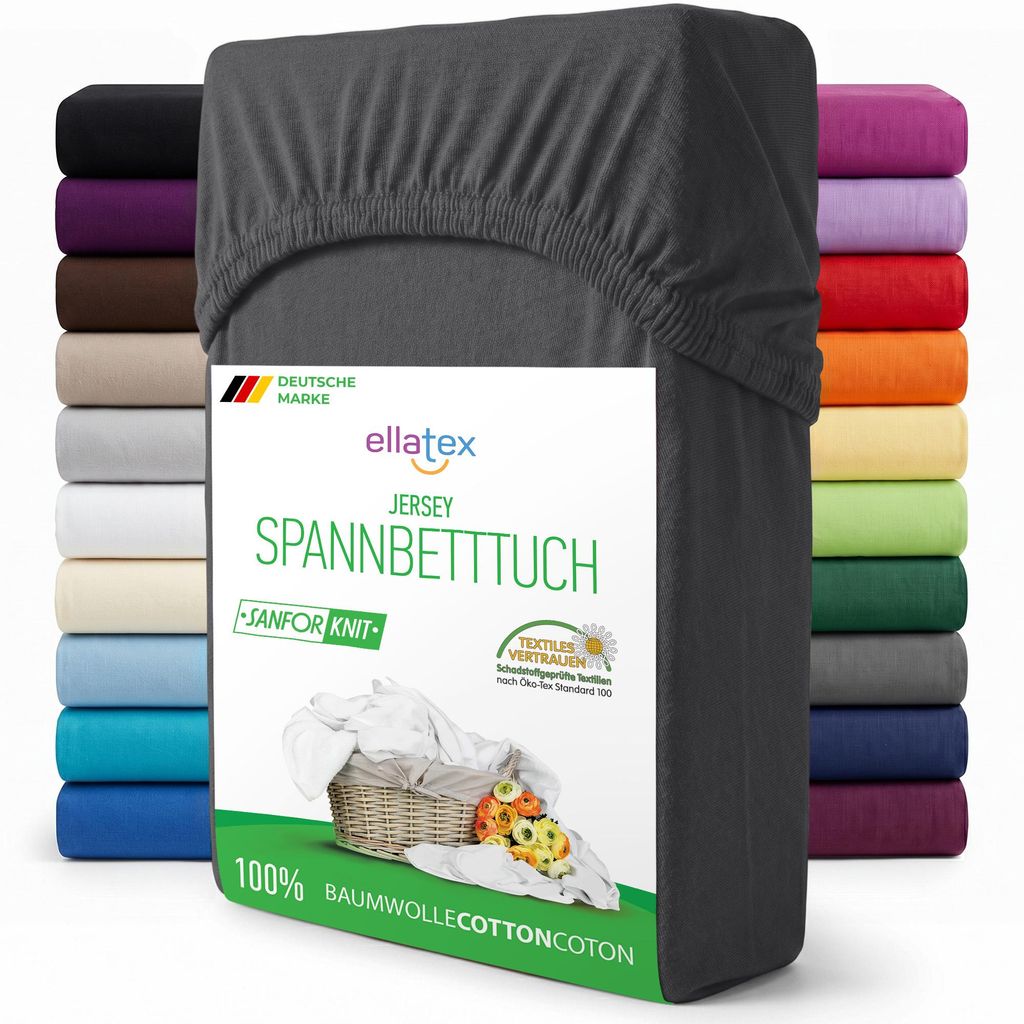 EllaTex Jersey Spannbettlaken 90x200–100x200 Baumwolle – Produktbild 