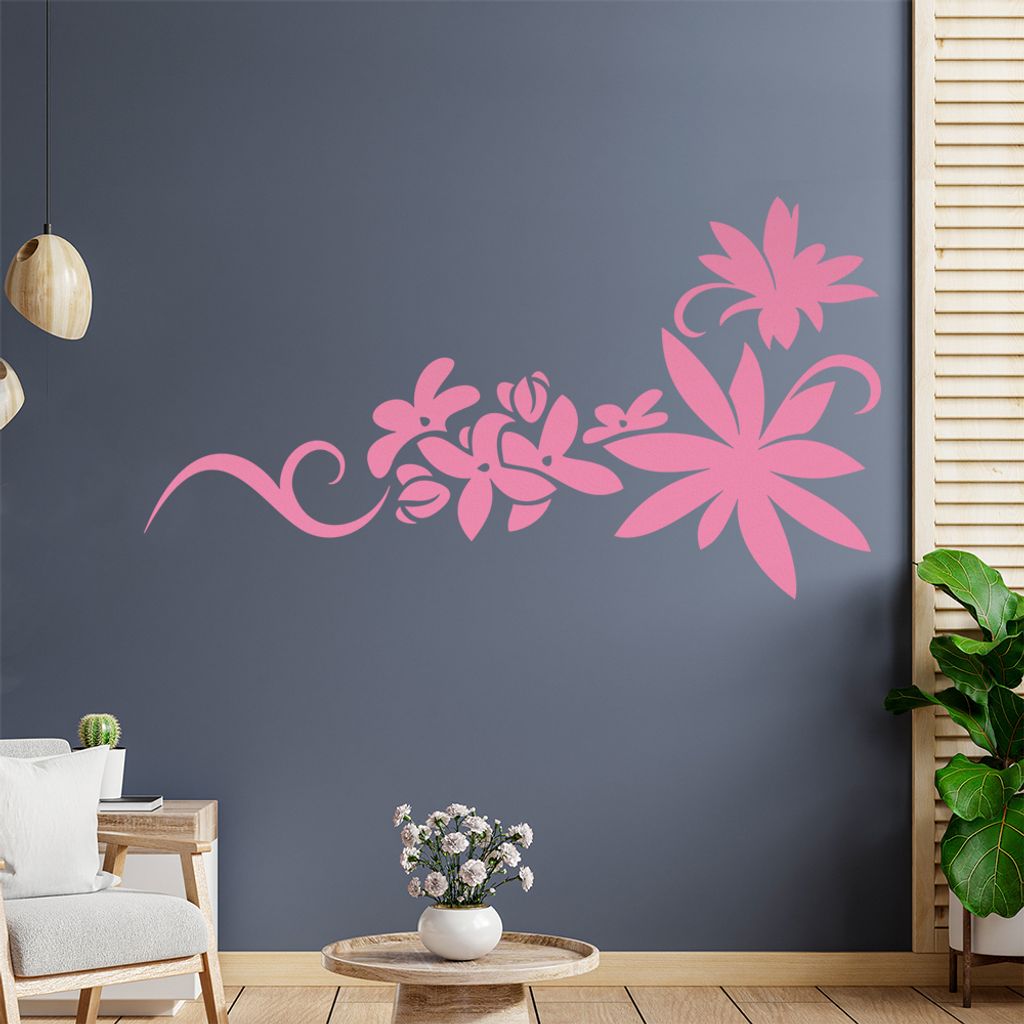Blumen - Linien Wandtattoo in 6 Größen - Wandaufkleber Wall Sticker - Dekoration, Küche, Wohnzimmer, Schlafzimmer, Badezimmer