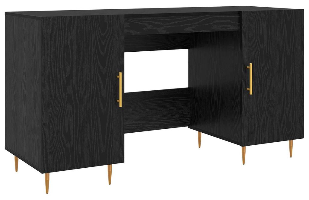 Schreibtisch mit Regal Schwarz Eichen-Optik 140 x 50 x 75 cm