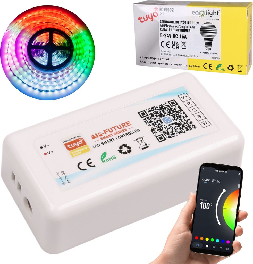 Treiber LED RGBW Tuya 15A 180W 12V – Intelligente Steuerung von LED Streifen