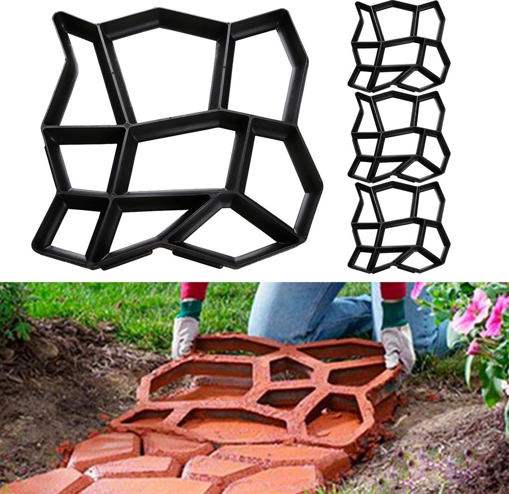 Izrielar 4pcs DIY Pflasterform aus Kunststoff – Gehweg- & Terrassenform für Betonplatten, witterungsbeständig & rostfrei