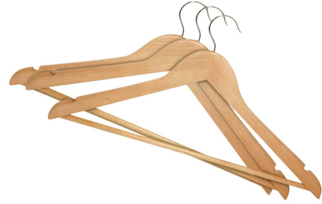 Kleiderbügel York 067510, für Kleidung, Holz, Packung 3 Stk., 44,5x23 cm
