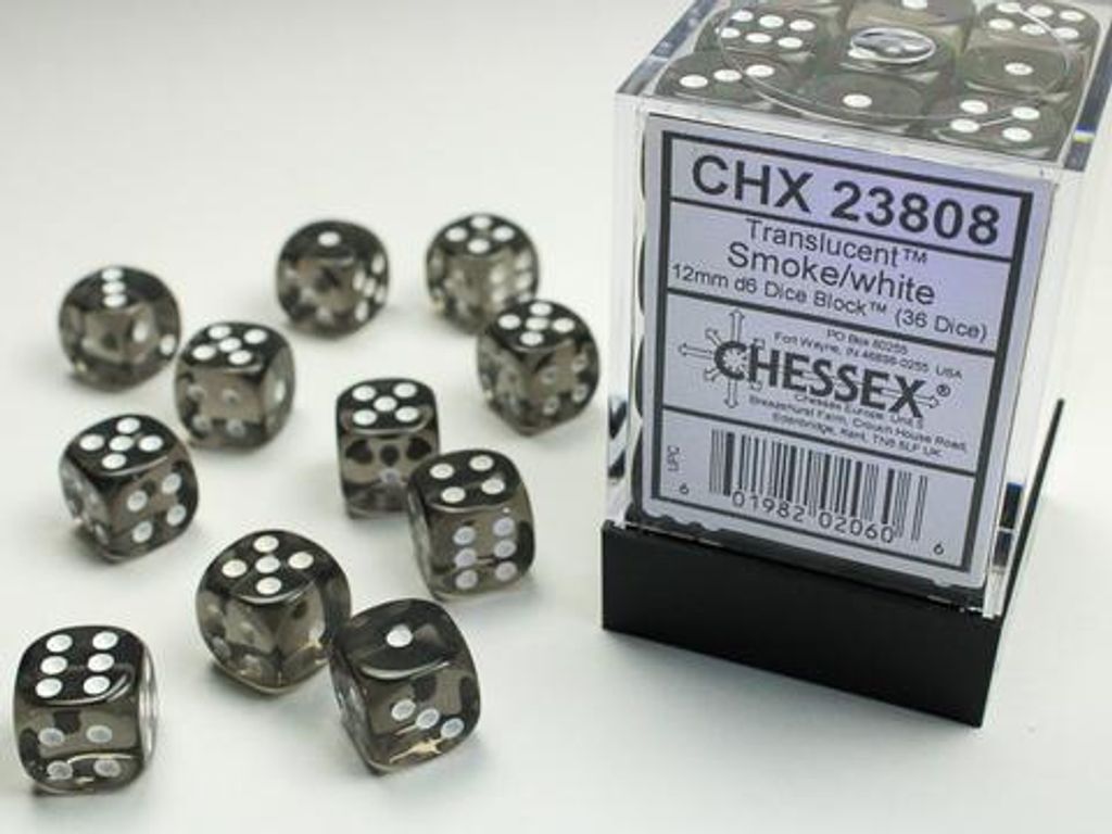 Chessex Translucent Turm/weiß D6 12mm Würfel Set 36 Stück