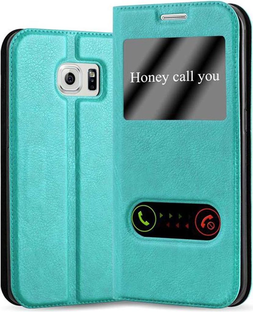 Cadorabo Schutzhülle für Samsung Galaxy S6 EDGE PLUS Hülle in Türkis Handyhülle Book Case Cover Etui