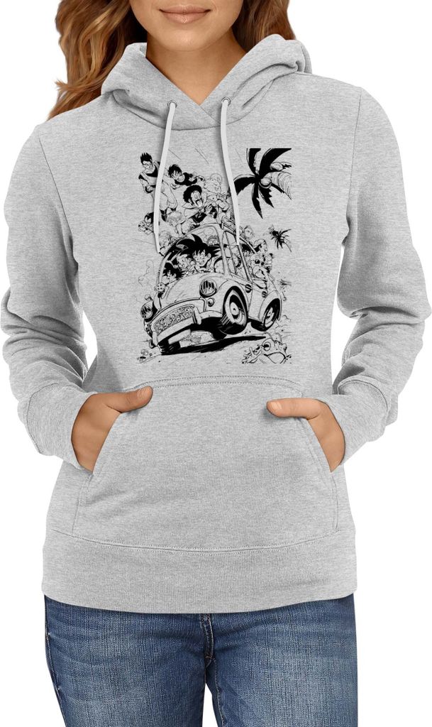 Damen Kapuzenpullover Dragon Anime Manga Ball Z Goku 08, Lady M / Grau