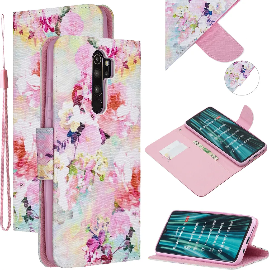 Custodia Per Xiaomi Redmi Note 8 Con Fiori Trasparenti, Silicone TPU Morbido, Disegno Unico - 2