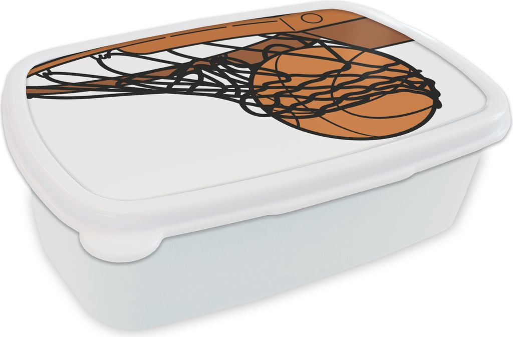 KitchenYeah Lunchbox Brotzeit Brotdose 17x11 cm Eine Illustration des Basketballs im Netz Kinder Brotzeitdose - Lunch Box - Kinder - Sandwich-Box...