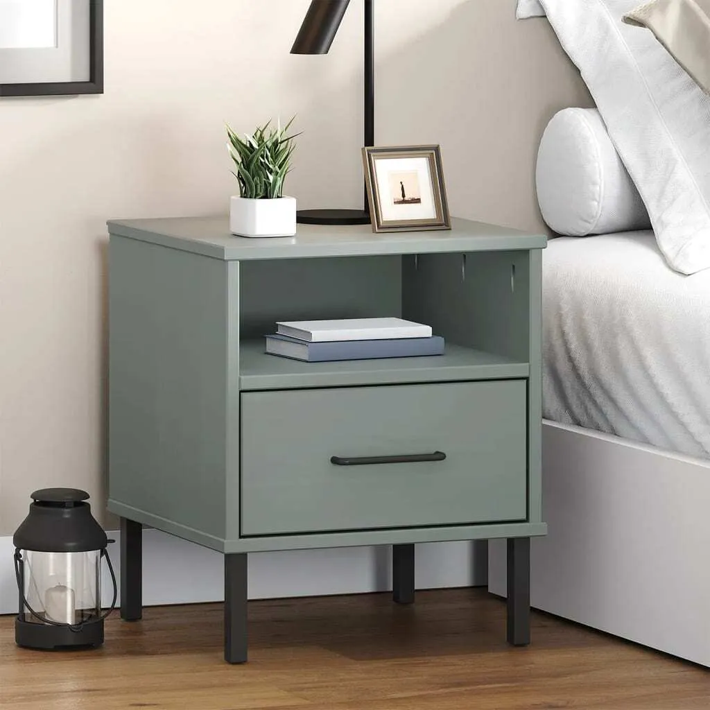 Table de chevet en bois gris OSLO meuble de nuit scandinave
