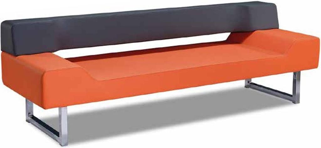 Couch Sofa 3 Sitz Orange Dreisitzer Leder Polstersofa Möbel Wartezimmer Bank