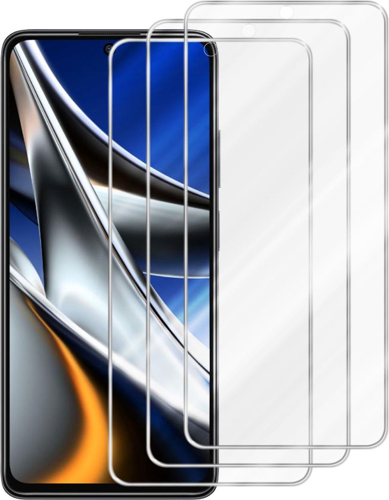 Cadorabo 3x Schutzfolie für Xiaomi Poco X4 Pro in KRISTALL KLAR Gehärtetes Tempered Display-Schutzglas Panzerfolie