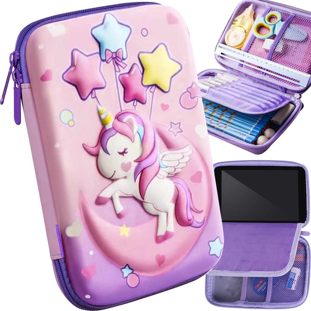 Federmäppchen Einhorn 3D EVA-Schaum für Schrein 7-Zoll-Tablet Schulanfang Geschenk für Mädchen Rosa 24510