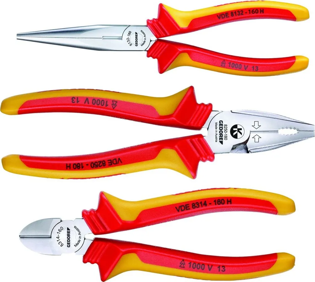 GEDORE VDE S 8003 H Set di pinze VDE con guaina isolante, 3 pezzi, 1550594