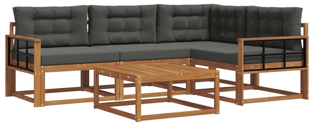 vidaXL Outdoor-Sofagarnitur mit Kissen 5 pcs Natur und Anthrazit