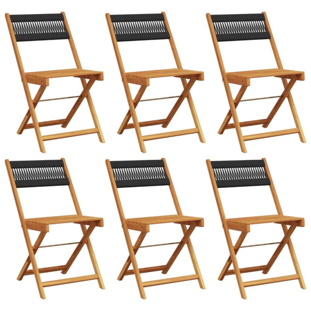 "2026 MODERNE"Stuhl Terrasse - Gartenstühle 6er set - Balkonmöbel - Campingstuhl elegantes Design - Klappbar Schwarz Massivholz Akazie - 41x52,5x...