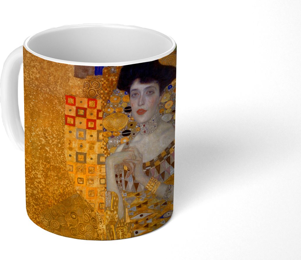 MuchoWow Tasse Kaffeetasse Kaffeebecher 350 ml Porträt von Adèle Bloch-Bauer I - Gemälde von Gustav Klimt Teetasse - Fototasse - Becher - Kera...